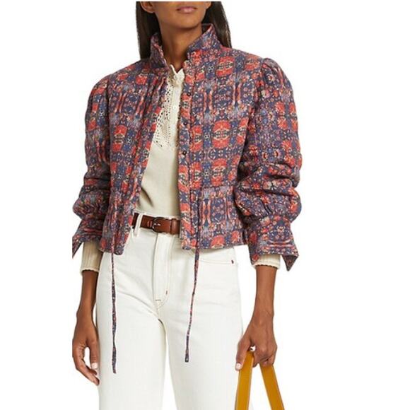 BA&SH Terry Reversible Jacket Geometric Pattern Floral Print Women's Small - Picture 10 of 10